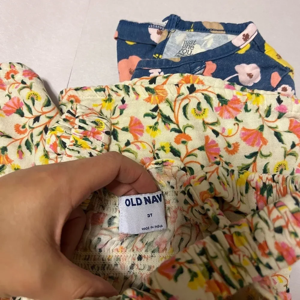 2 Bundle Dresses Girls 3T Cute Spring Floral Outdoor Romper Long Sleeve Casual